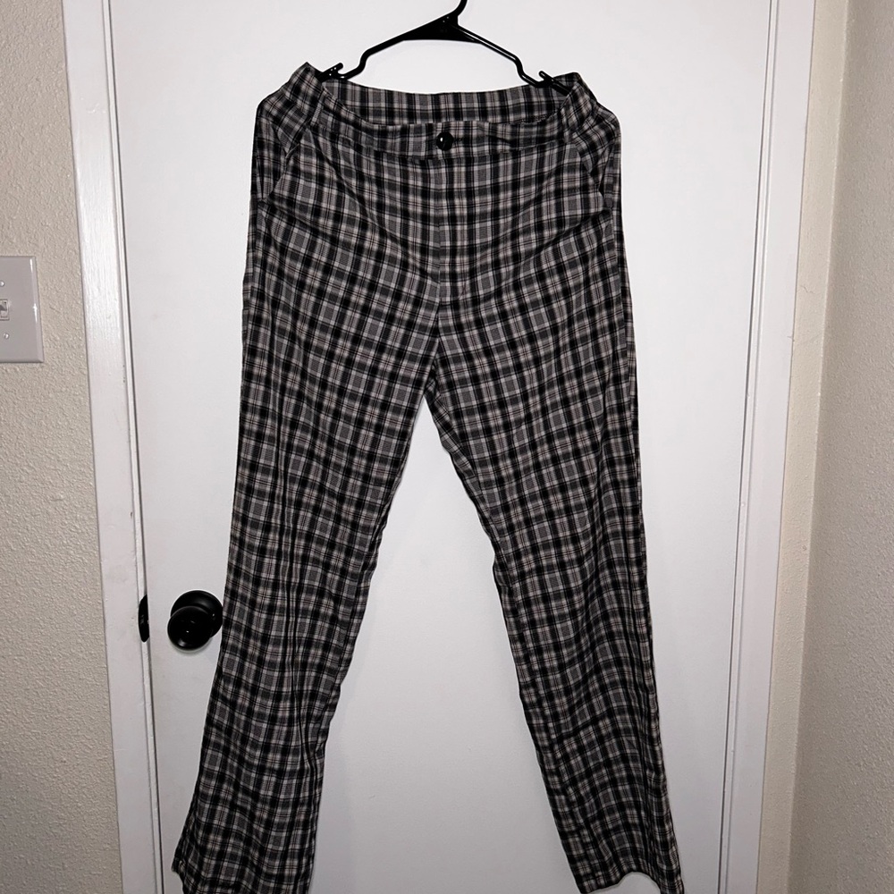 SHEIN Women’s Black and Gray Plaid Pants
